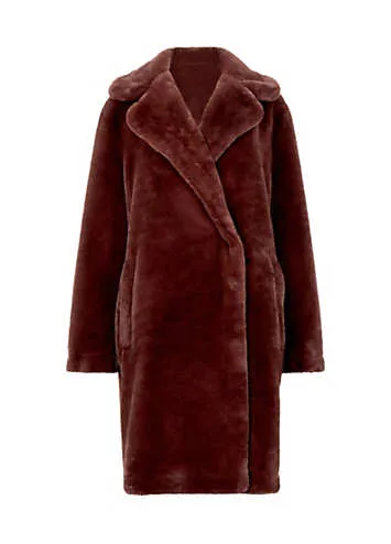 French Connection Faux Fur Long Coat | Kaleidoscope