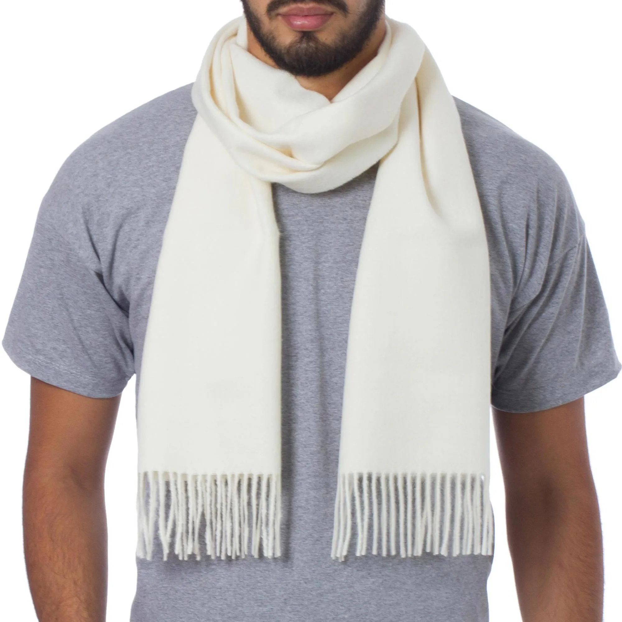 Frothy White Men's Alpaca Scarf