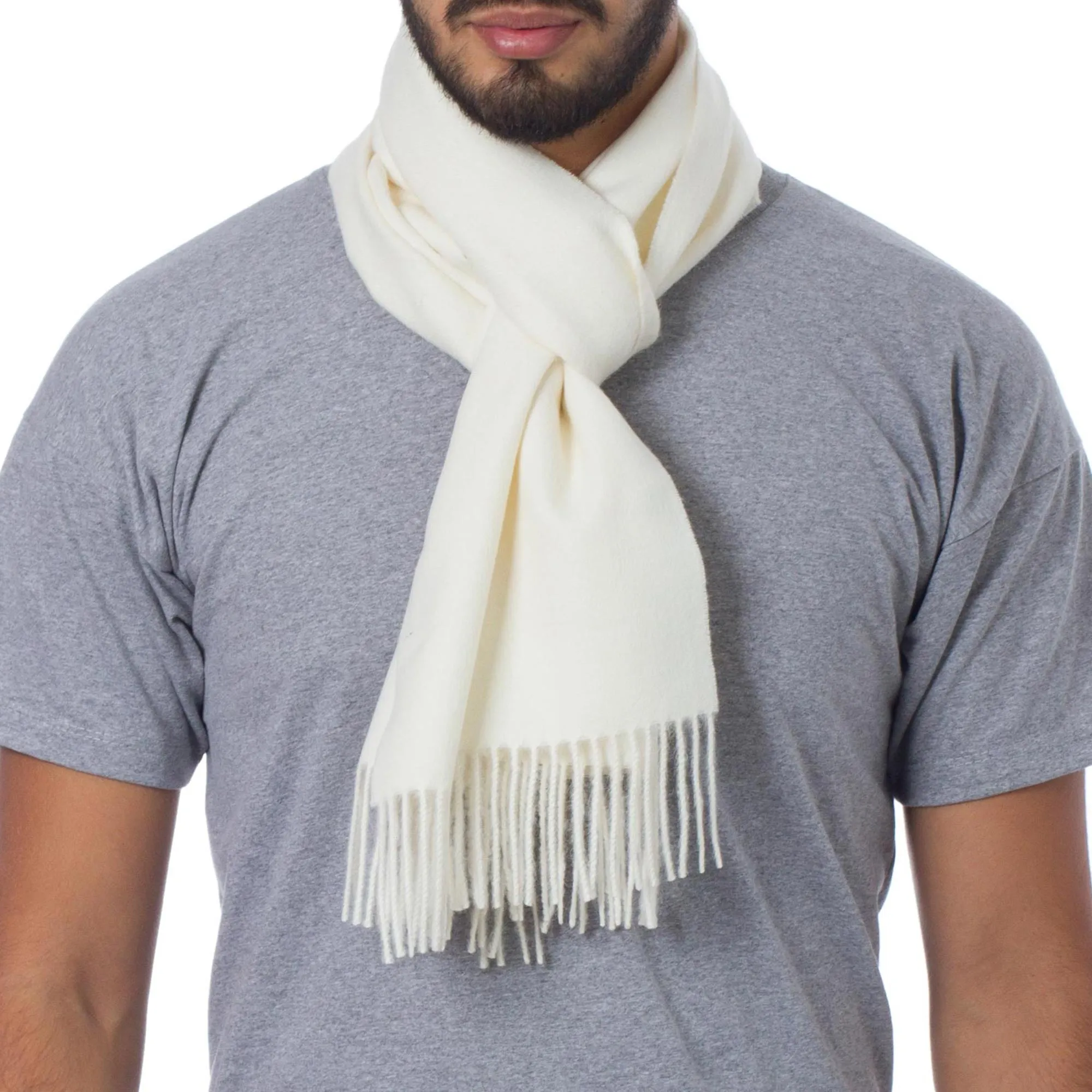 Frothy White Men's Alpaca Scarf