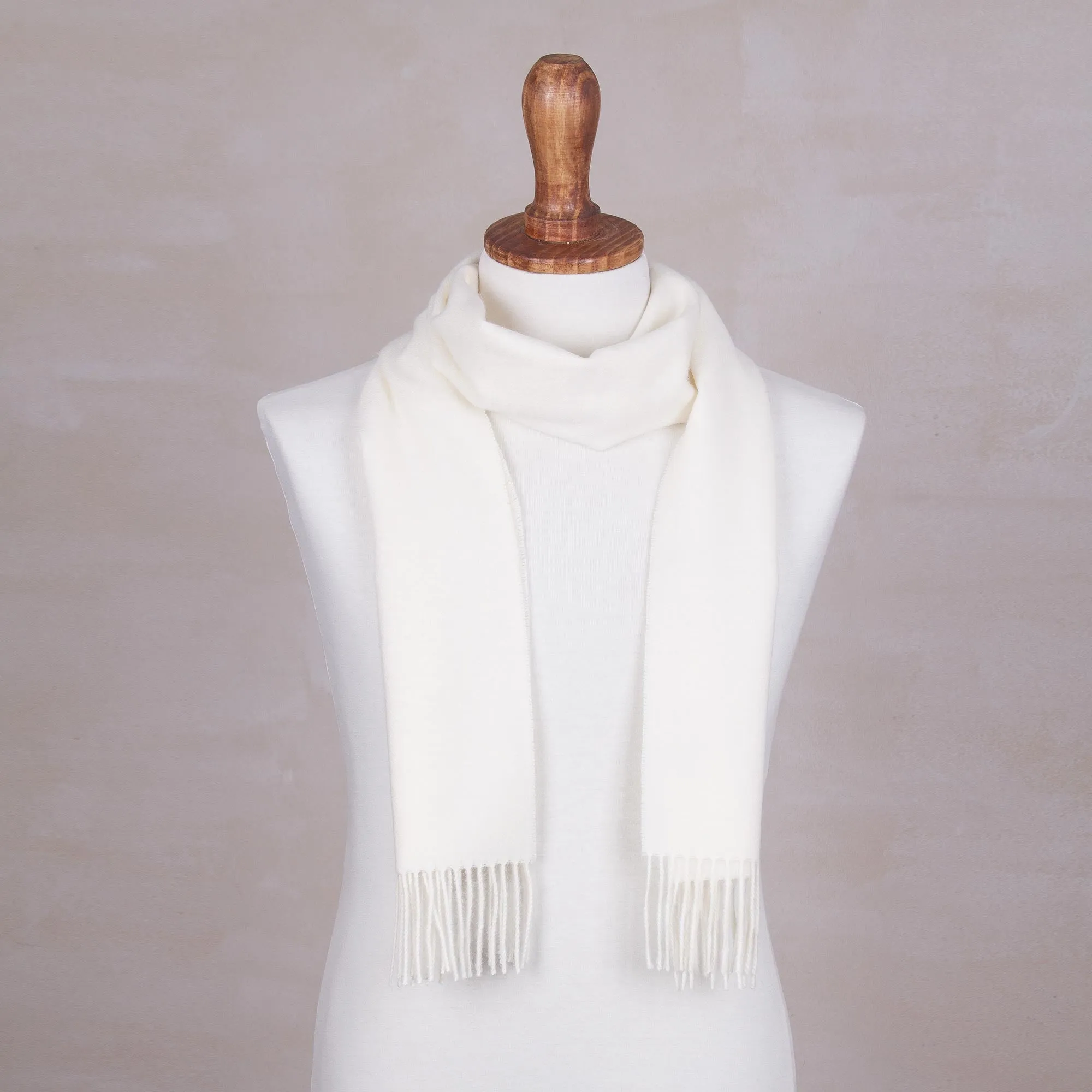 Frothy White Men's Alpaca Scarf