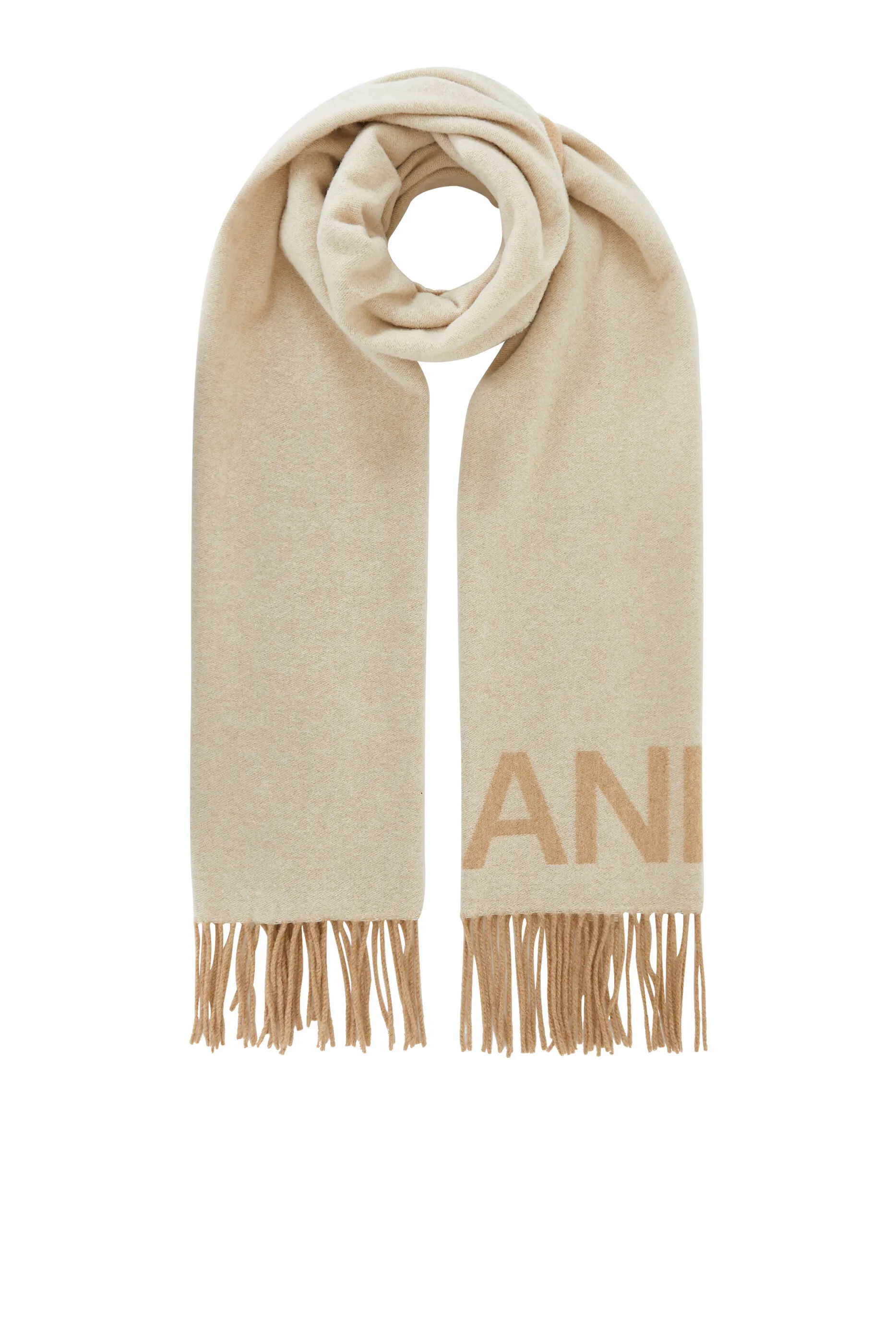 GANNI Fringed Wool Scarf