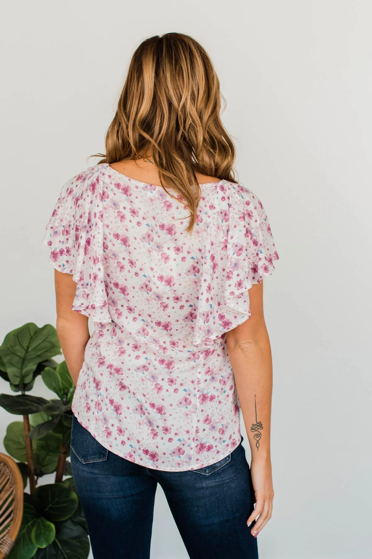 Glittering Petals Floral Blouse- Mauve & Lilac