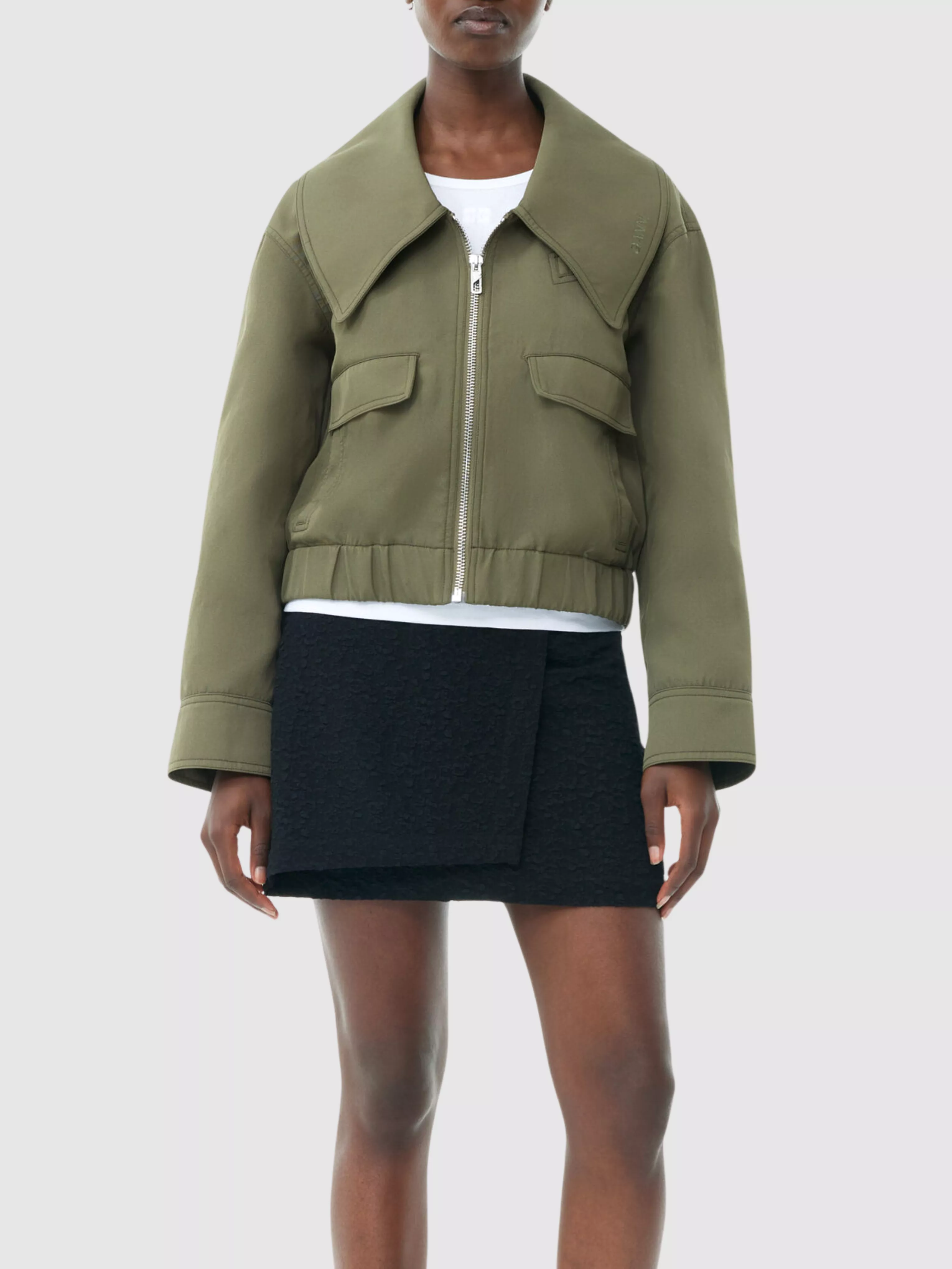 Heavy Twill Wide Collar Short Jacket