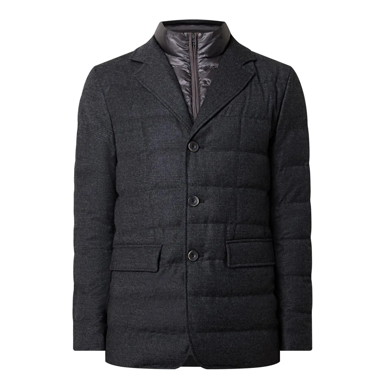 HERNO Hybrid Single-Breasted Padded Jacket - Charcoal