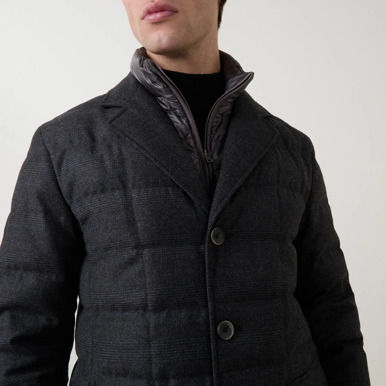 HERNO Hybrid Single-Breasted Padded Jacket - Charcoal