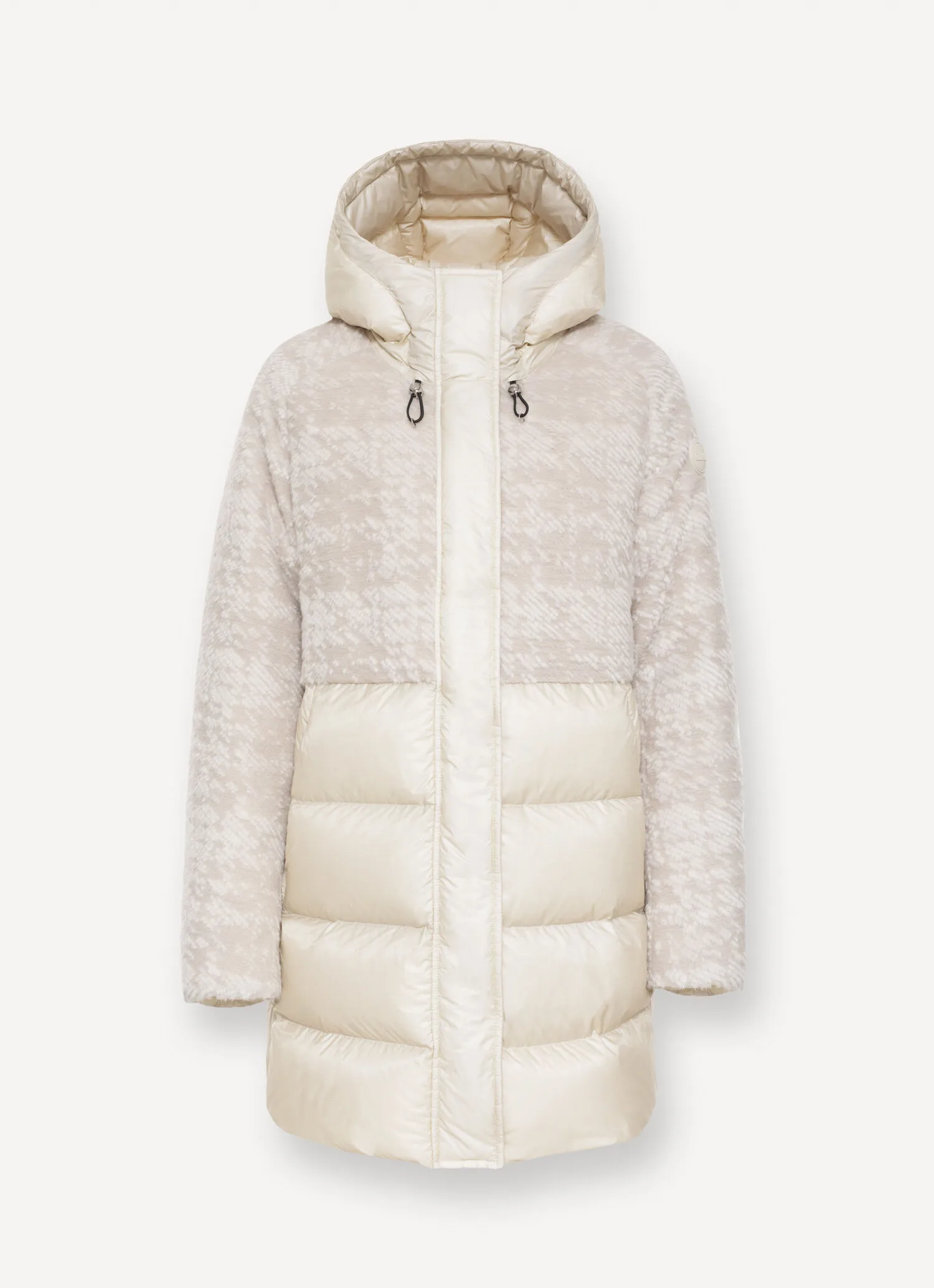 Hooded jacquard down jacket-