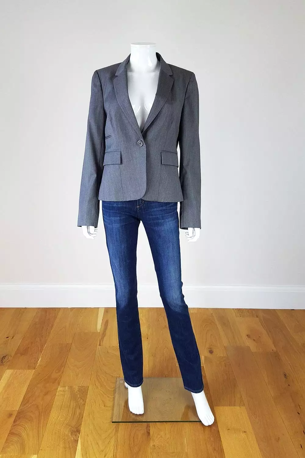 JOSEPH Grey Wool Mix Single Breasted Jacket (42)