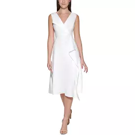 Kensie Dresses Womens V-Neck Midi Wrap Dress