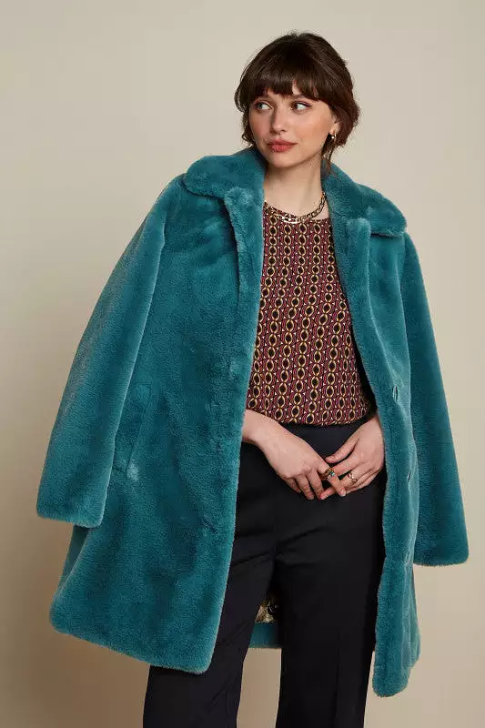 King Louie - Anais Coat Long Philly - Sea Blue