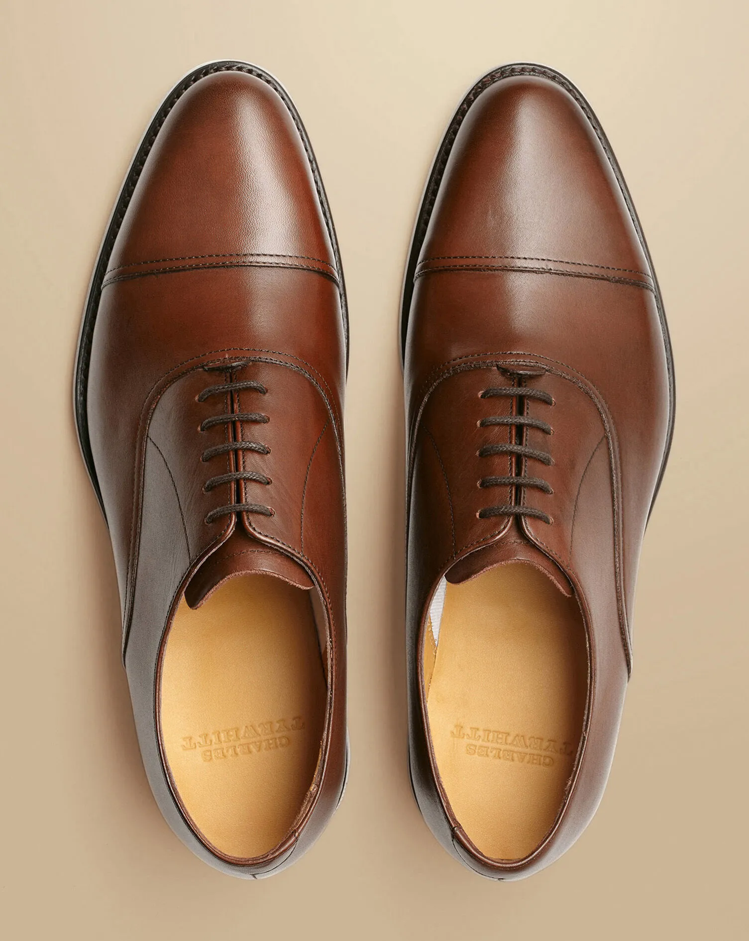 Leather Oxford Shoes - Dark Tan