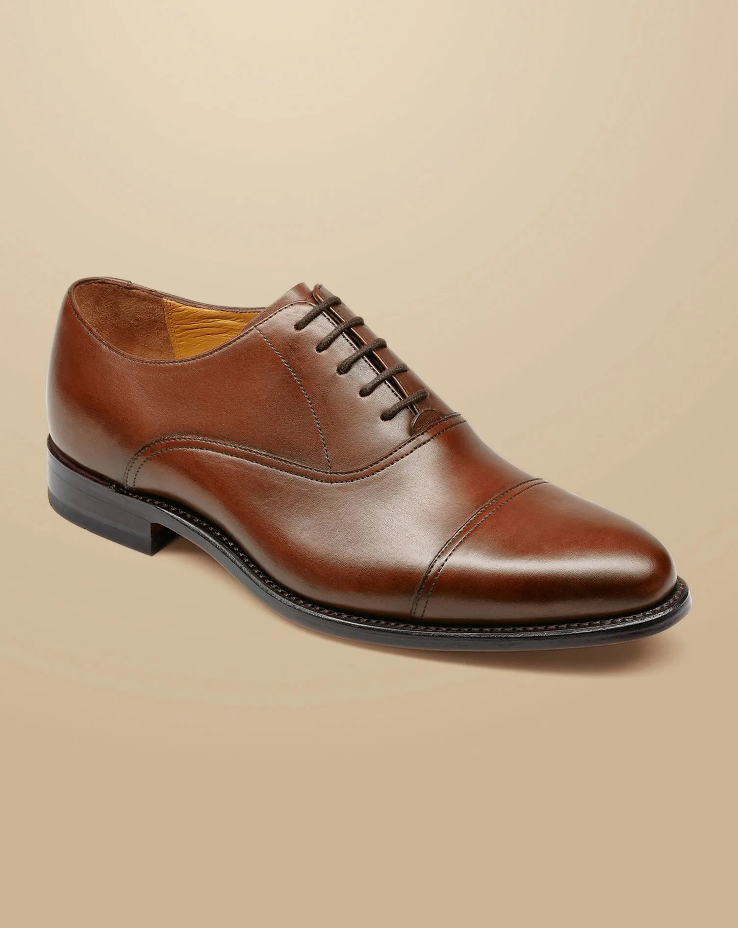 Leather Oxford Shoes - Dark Tan