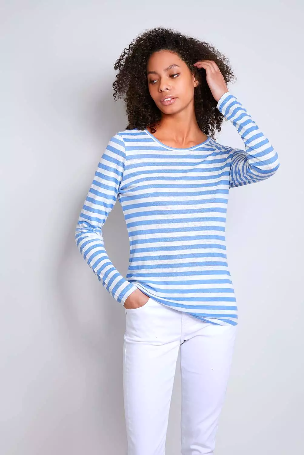 Long Sleeve Striped Linen T-shirt | Multiple Colours