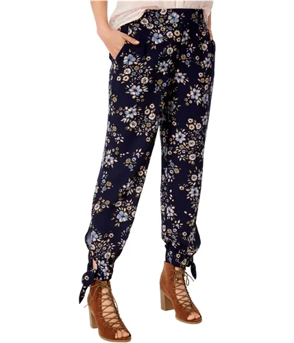 Maison Jules Womens Floral-Print Ankle-Tie Harem Casual Pants