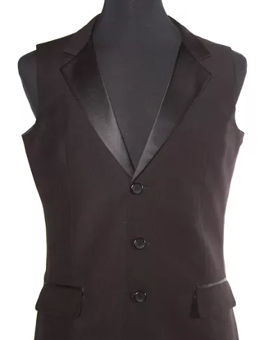 Men's Black Single Breasted Smooth Ballroom Vest M038