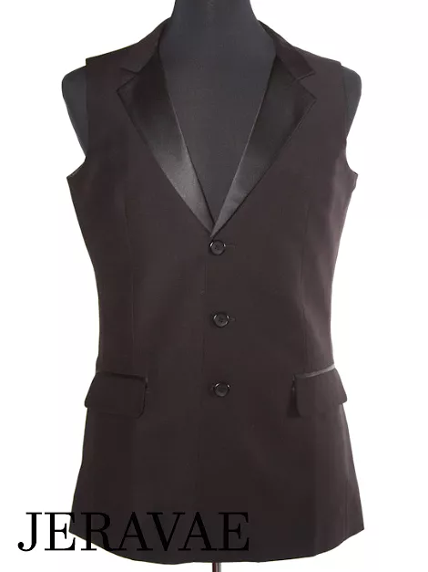 Men's Black Single Breasted Smooth Ballroom Vest M038