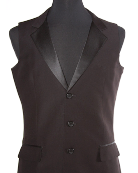 Men's Black Single Breasted Smooth Ballroom Vest M038