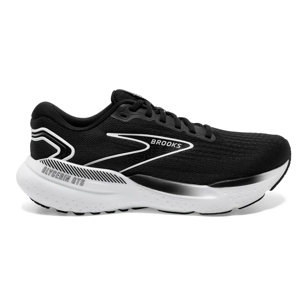 Men's Brooks Glycerin GTS 21, Black/Grey/White, 10.5 2E Wide