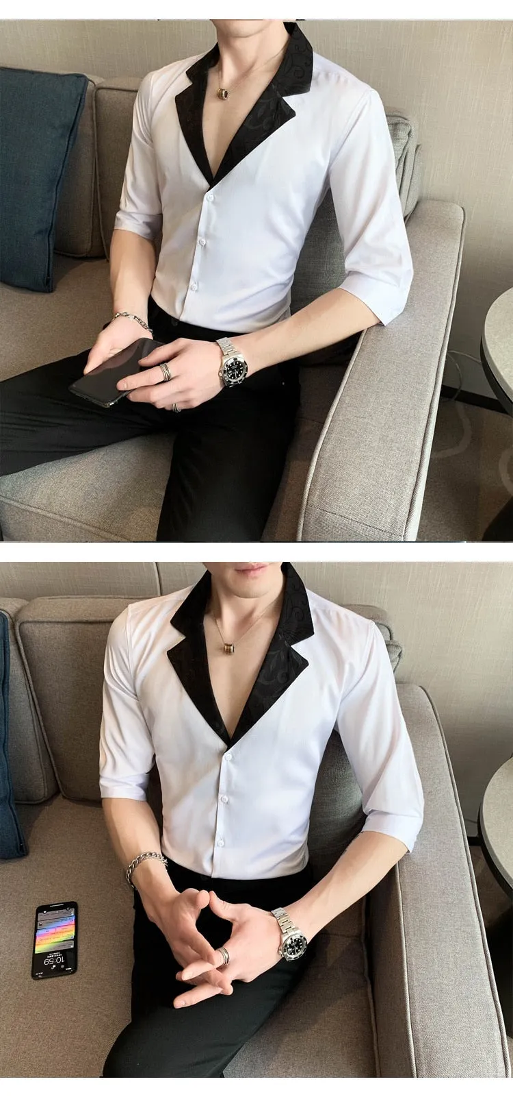 Men's England Style Single Breasted Slim Fit Casual Short Sleeve Shirt