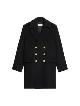 MILITARY COAT IN BLACK CASHMERE AND WOOL