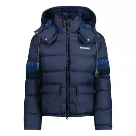 Missoni Hooded Down Jacket Zig Zag Navy