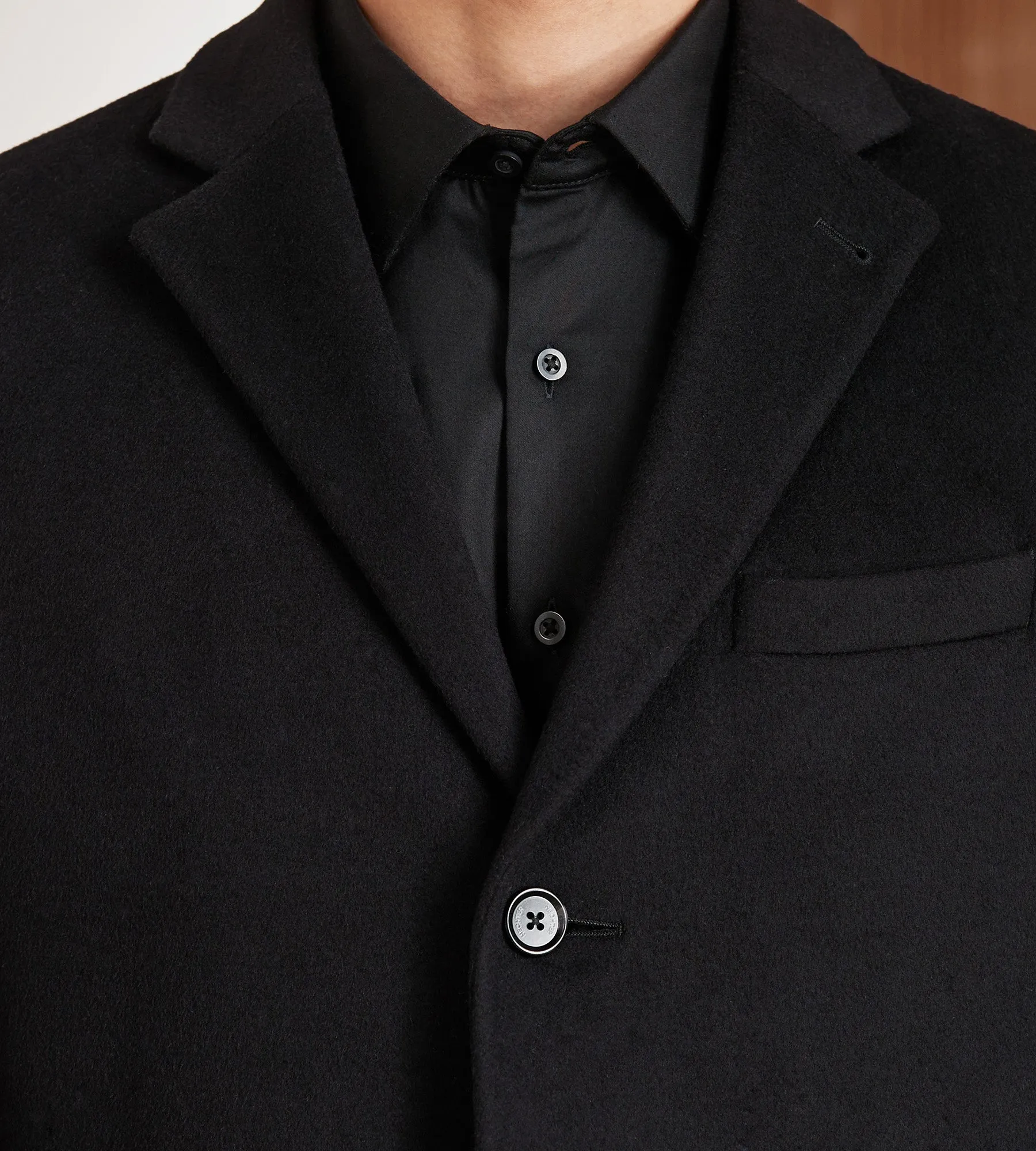 Modern Fit Water-Resistant Long Wool Coat