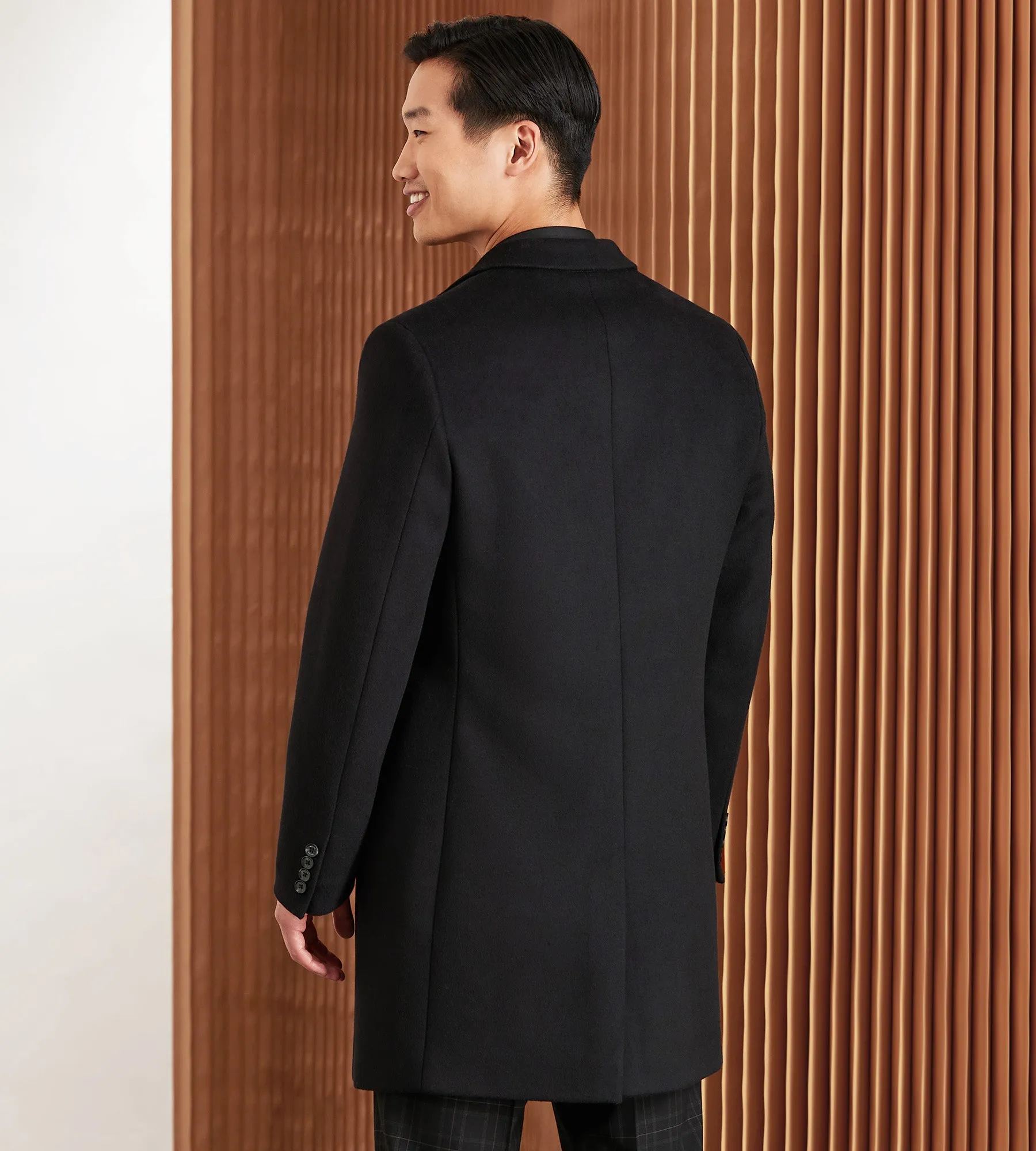 Modern Fit Water-Resistant Long Wool Coat