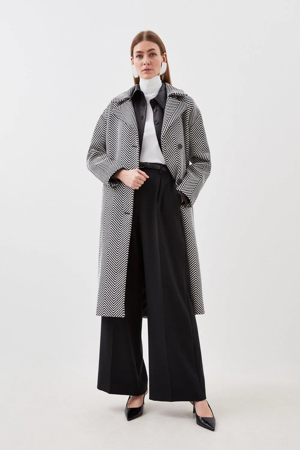 Oversize Collar Pocket Detail Coat | Karen Millen