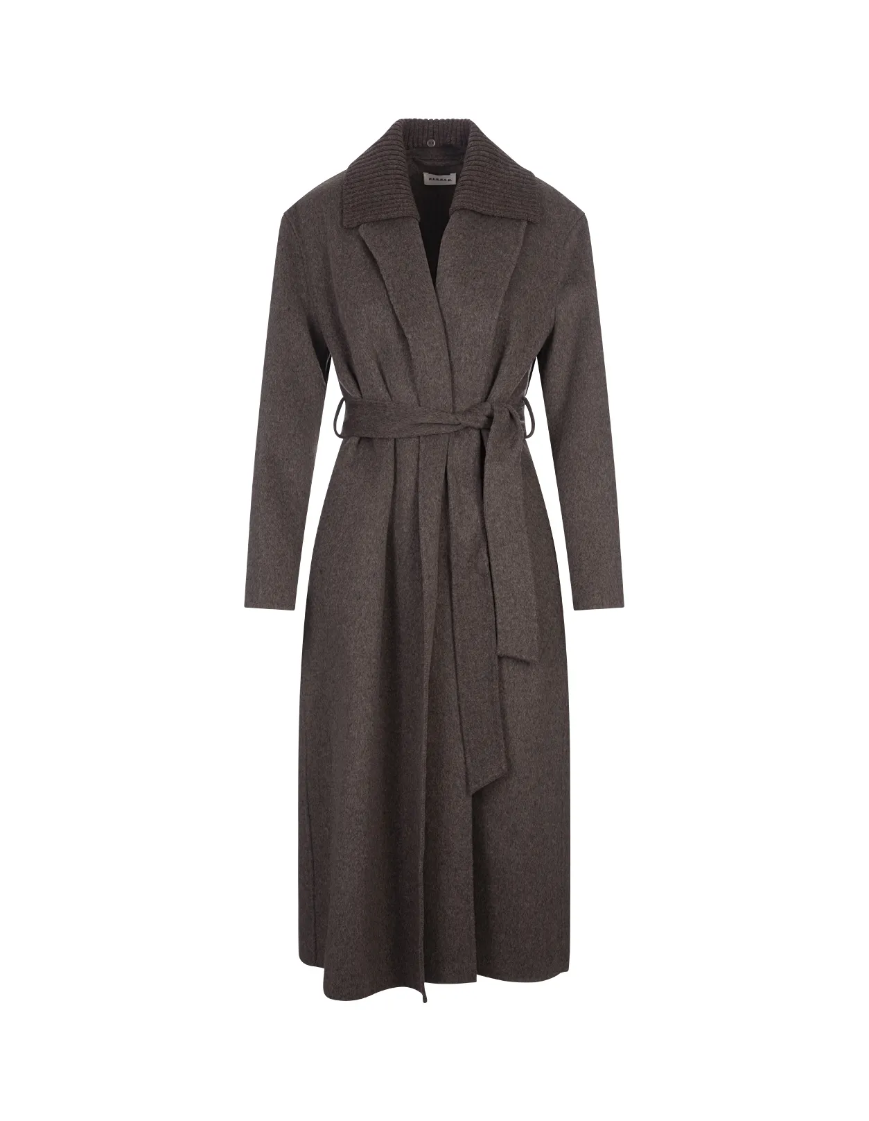 PAROSH Leak Coat In Brown Wool Double