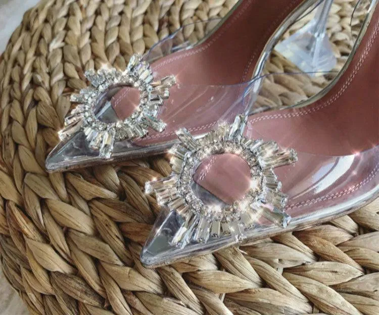 Peep Toe Crystal Clear Heels