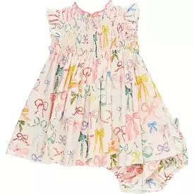 Pink Chicken Baby Girls Stevie Dress Set - Watercolor Bows - Pink