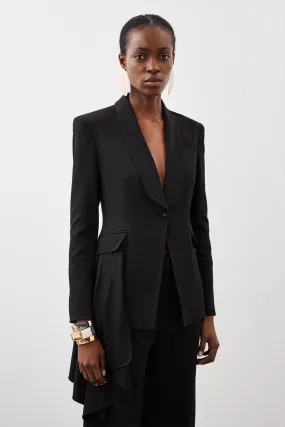 Polished Viscose Drape Side Single Breasted Tailored Jacket | Karen Millen