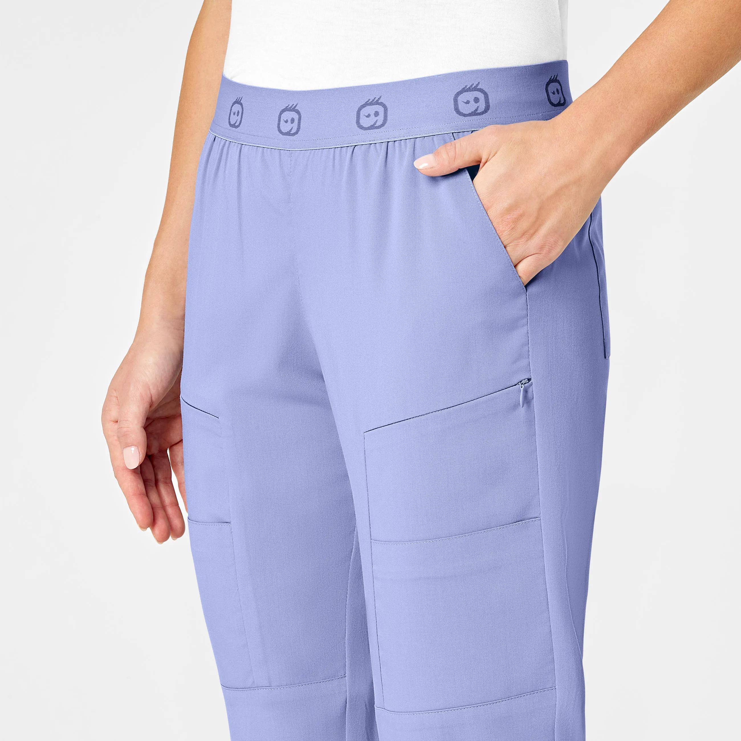 PRO Women's Slim Cargo Jogger Scrub Pant - Ceil Blue