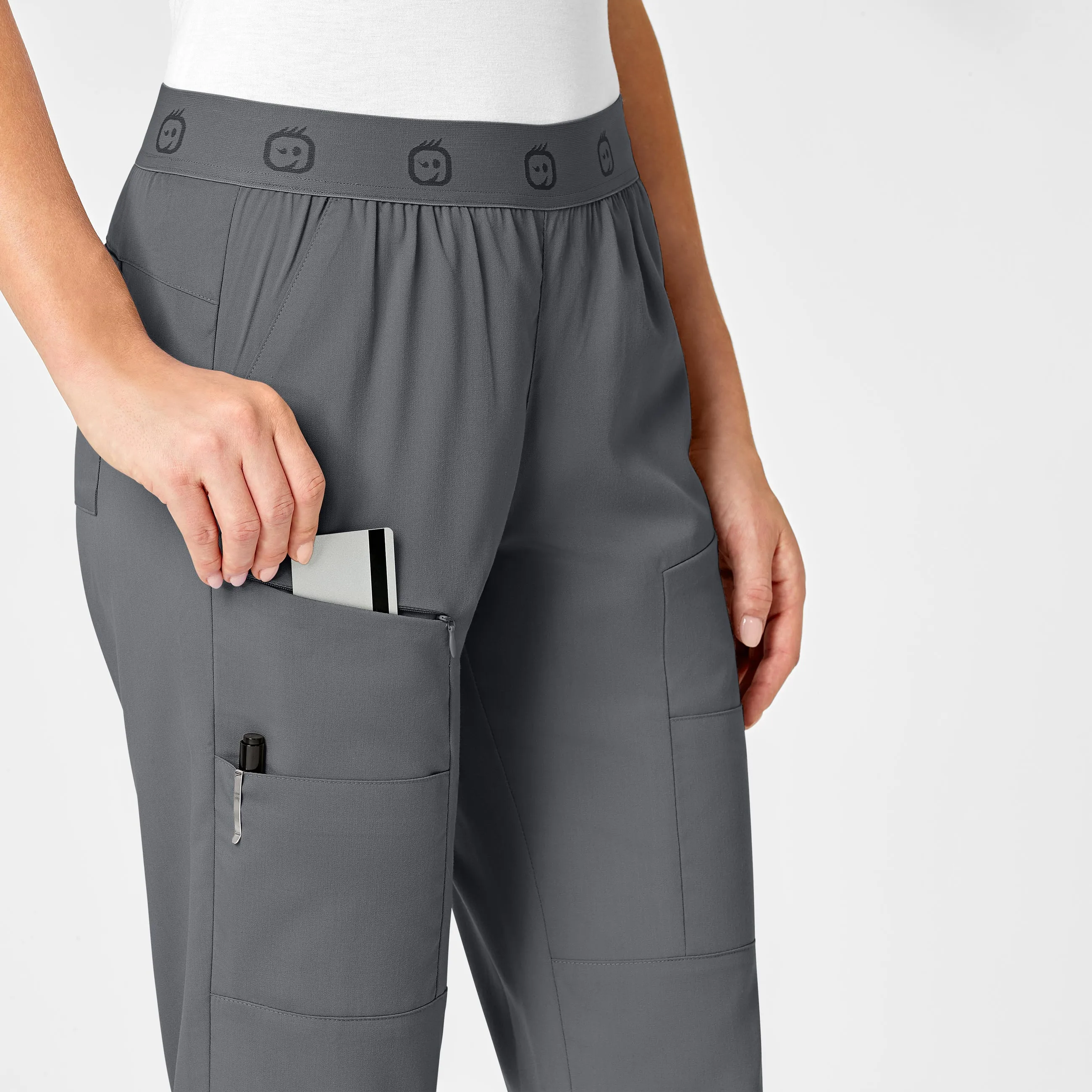 PRO Women's Slim Cargo Jogger Scrub Pant - Pewter