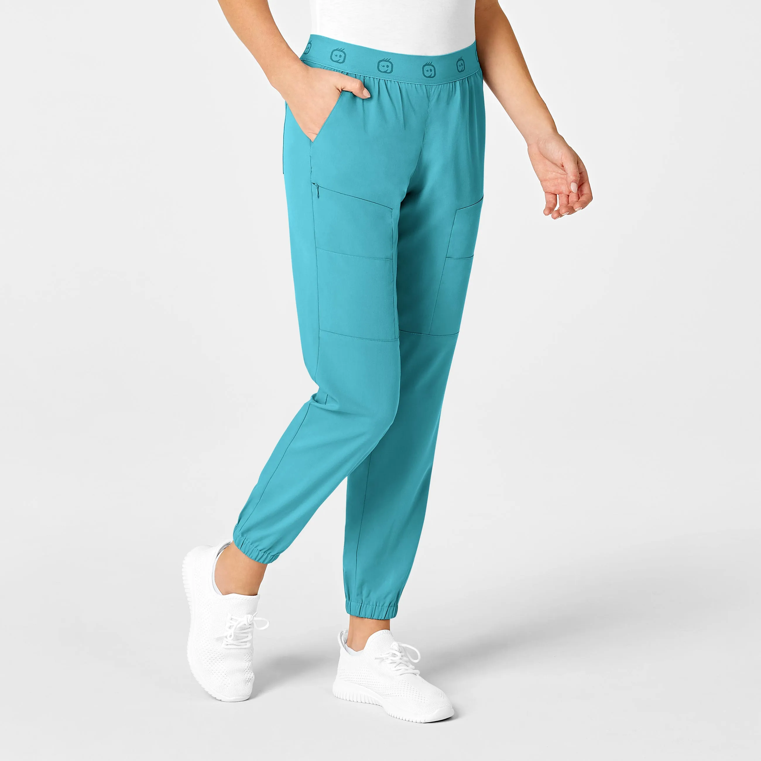 PRO Women's Slim Cargo Jogger Scrub Pant - Teal Blue