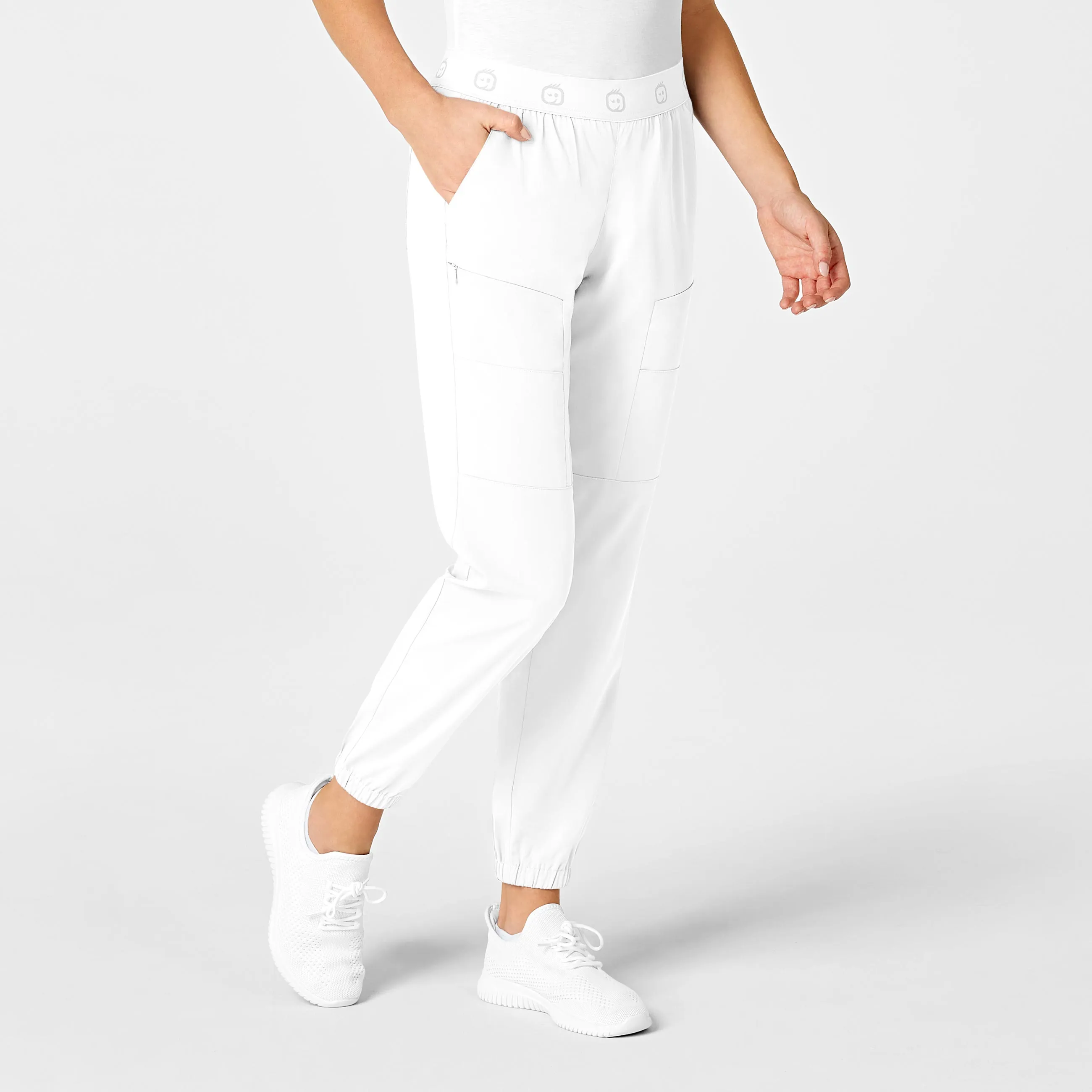 PRO Women's Slim Cargo Jogger Scrub Pant - White