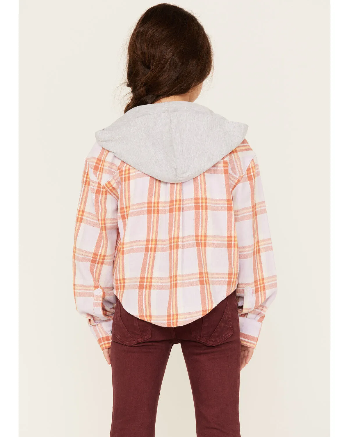 Product Name:  Levi's Little Girls' Plaid Print Long Sleeve Button-Down Hooded Shirt