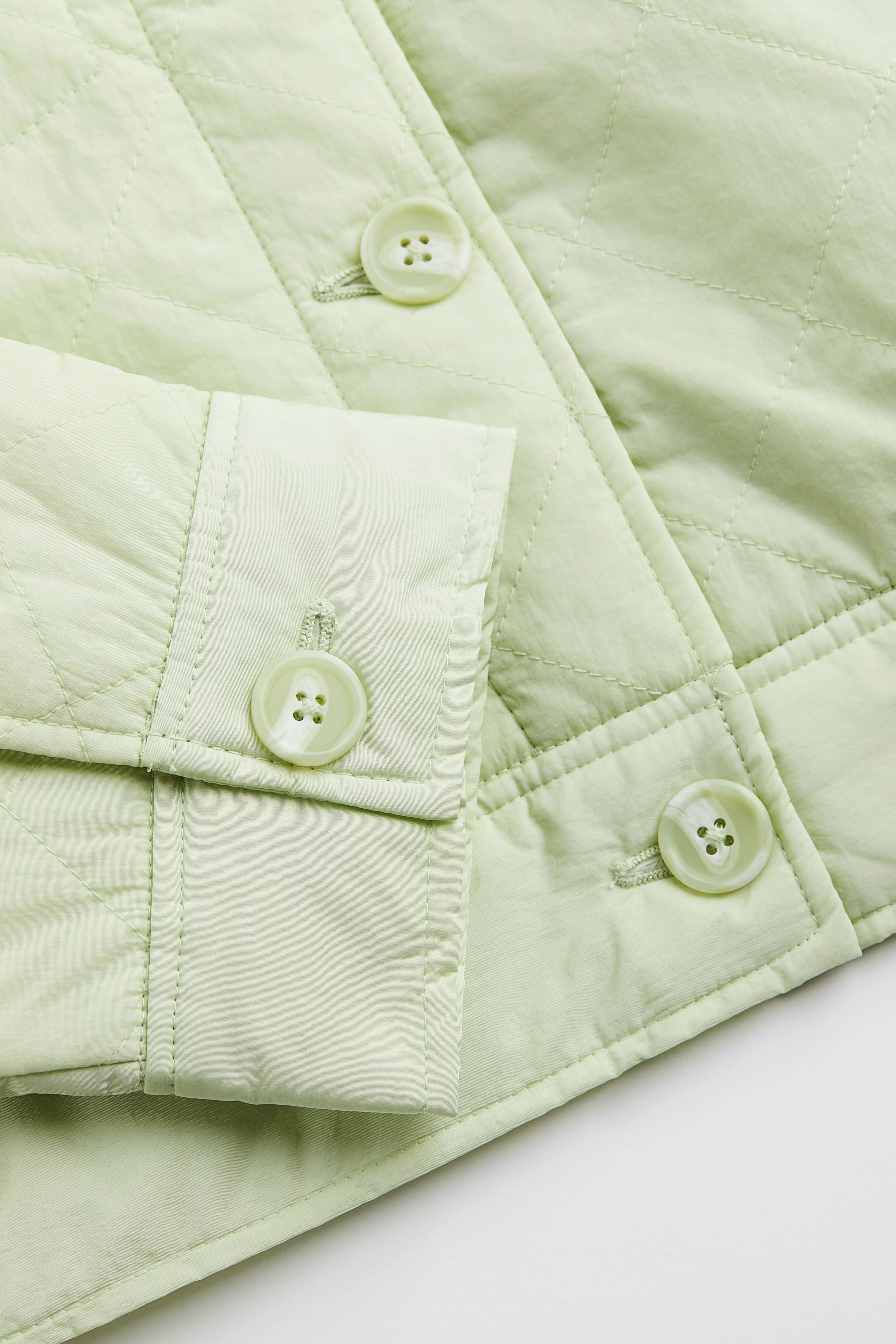 Quilted jacket - Long sleeve - Short - Light green - Ladies | H&M GB