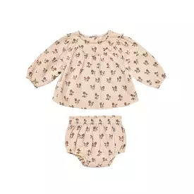 Quincy Mae Balloon Sleeve Blouse + Bloomer Set - Fig Flora