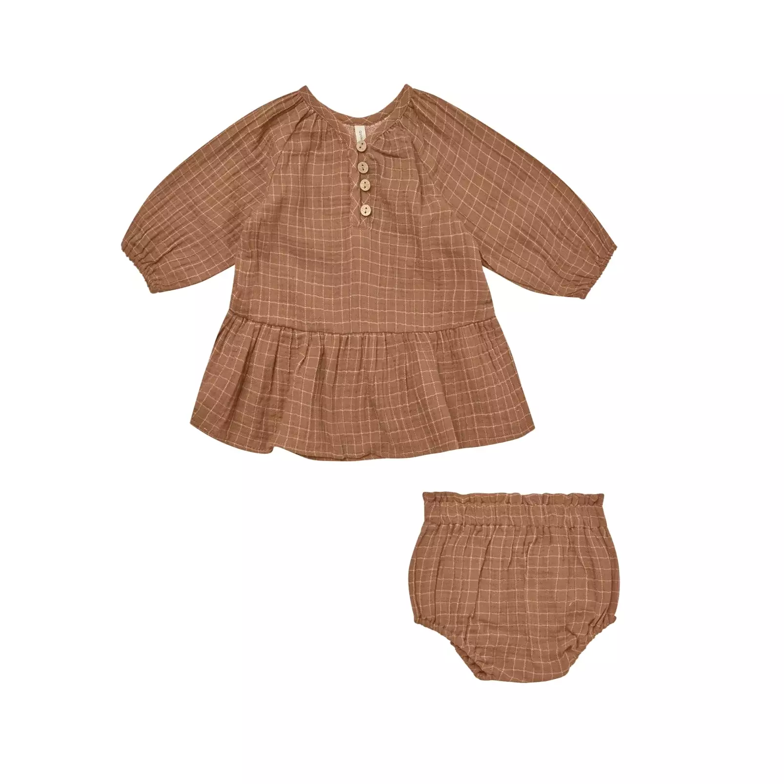 Quincy Mae Lany Dress - Cinnamon Grid