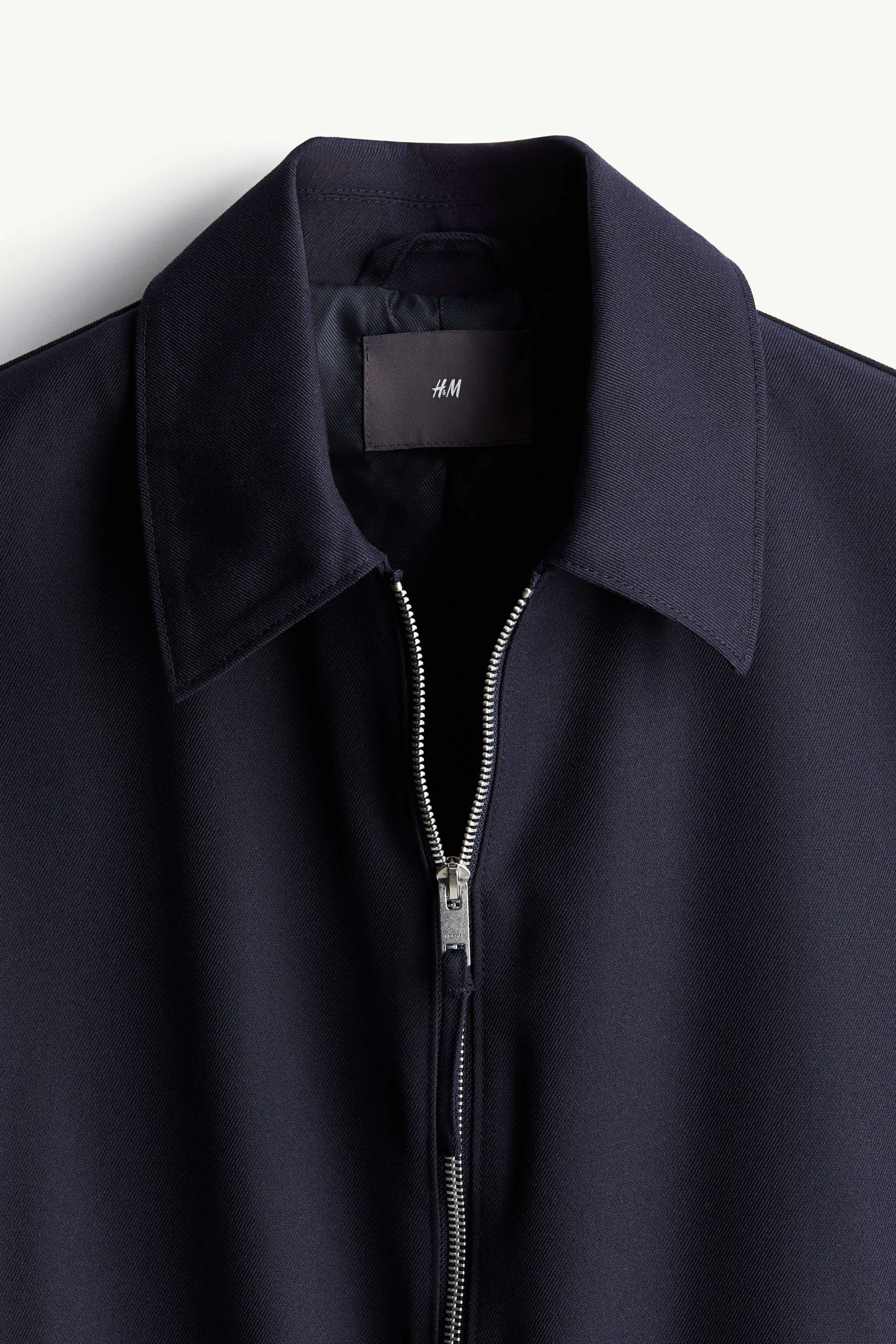 Regular Fit Short twill jacket - Long sleeve - Short -  Navy blue - Men | H&M GB