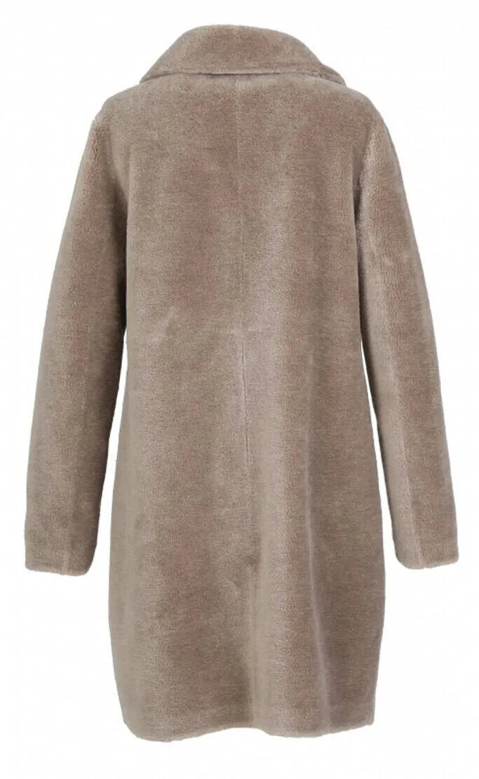 Reversible coat in 100% taupe wool “64006”