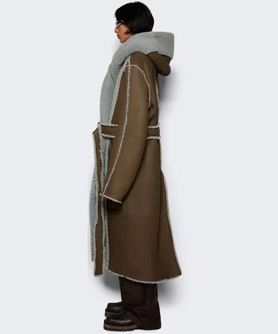 Rick Owens Cappotto In Montone Coat Bean And Pale Blue