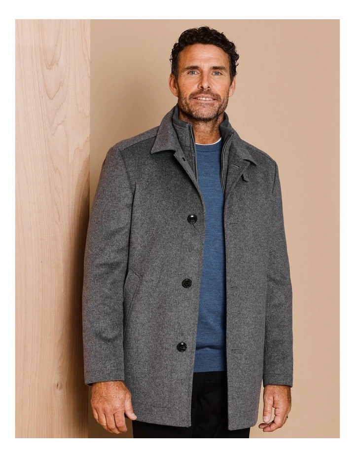 Rochester Wool Melton Coat in Grey