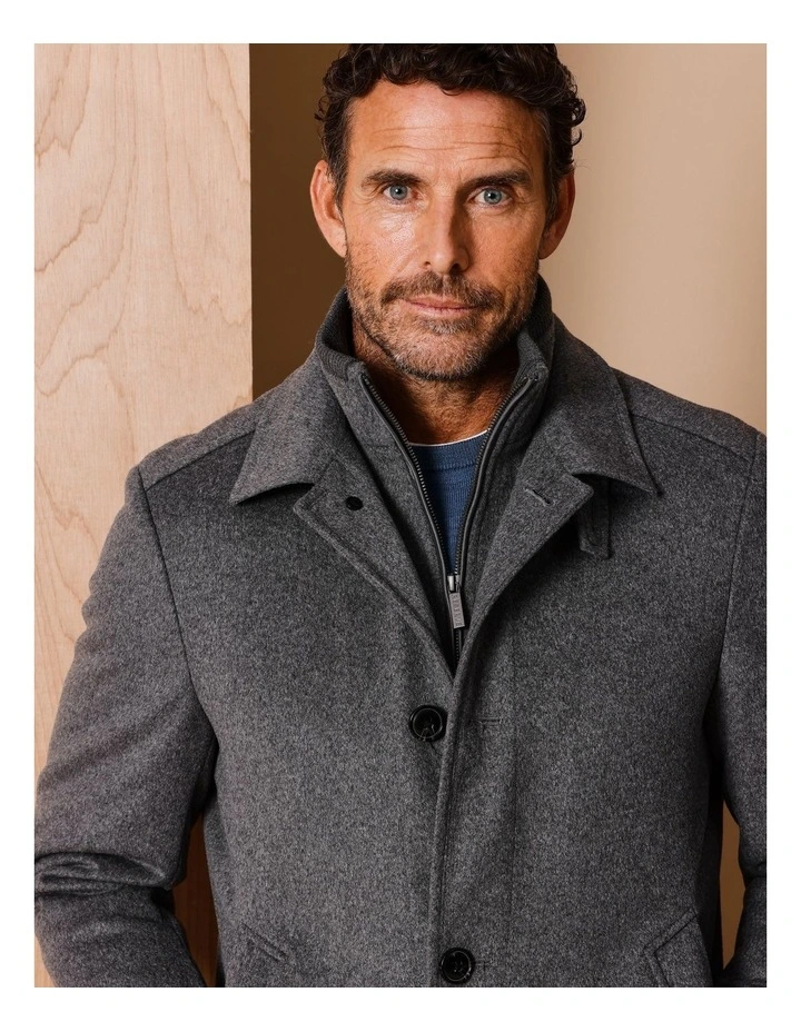 Rochester Wool Melton Coat in Grey