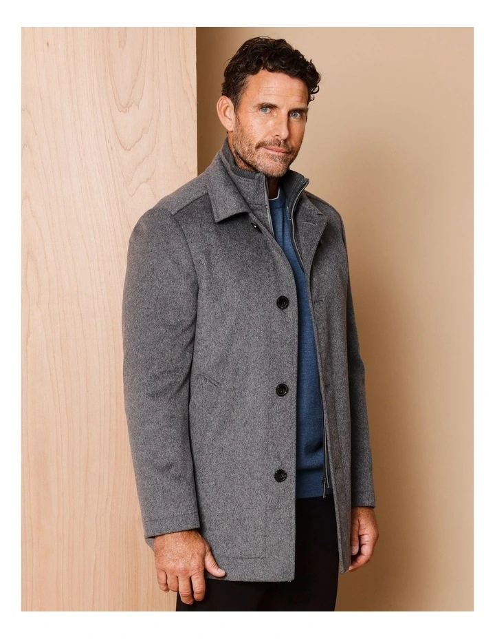 Rochester Wool Melton Coat in Grey