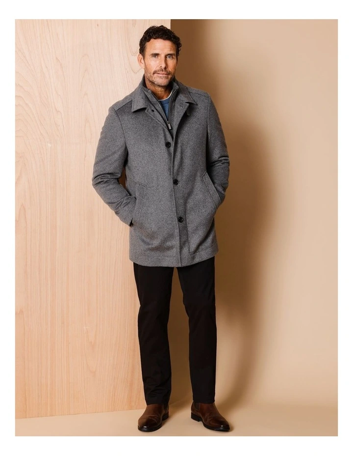 Rochester Wool Melton Coat in Grey