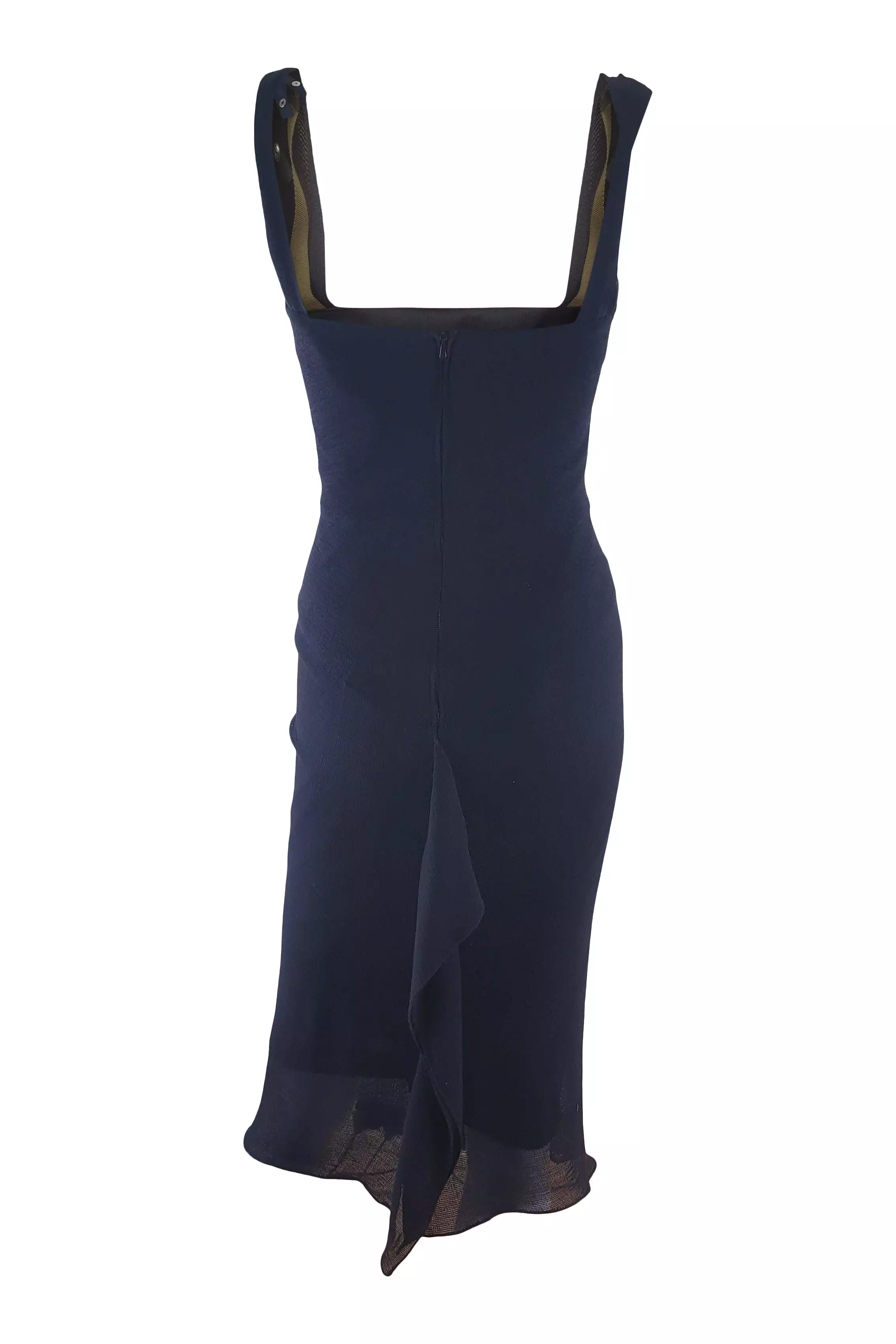 ROLAND MOURET Navy Blue Wool Blend Dress and Cape Set (UK 10)