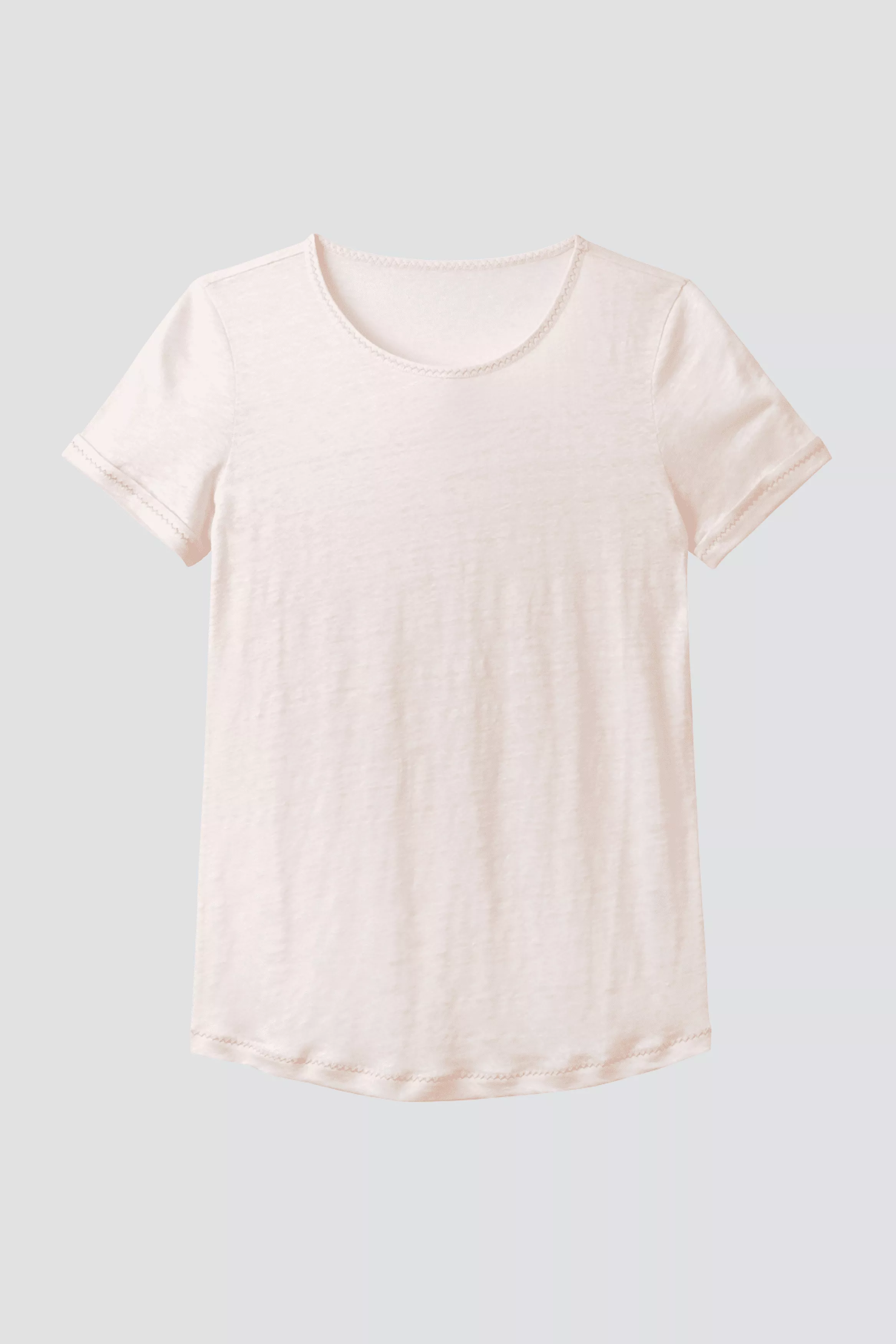 Rolled Sleeve Linen T-shirt | Pink