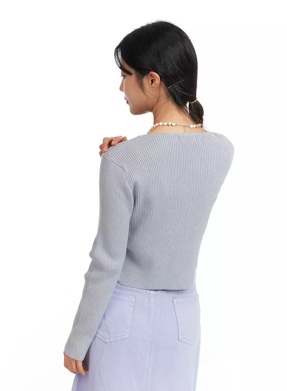 Round Neck Knit Long Sleeve Top OF420