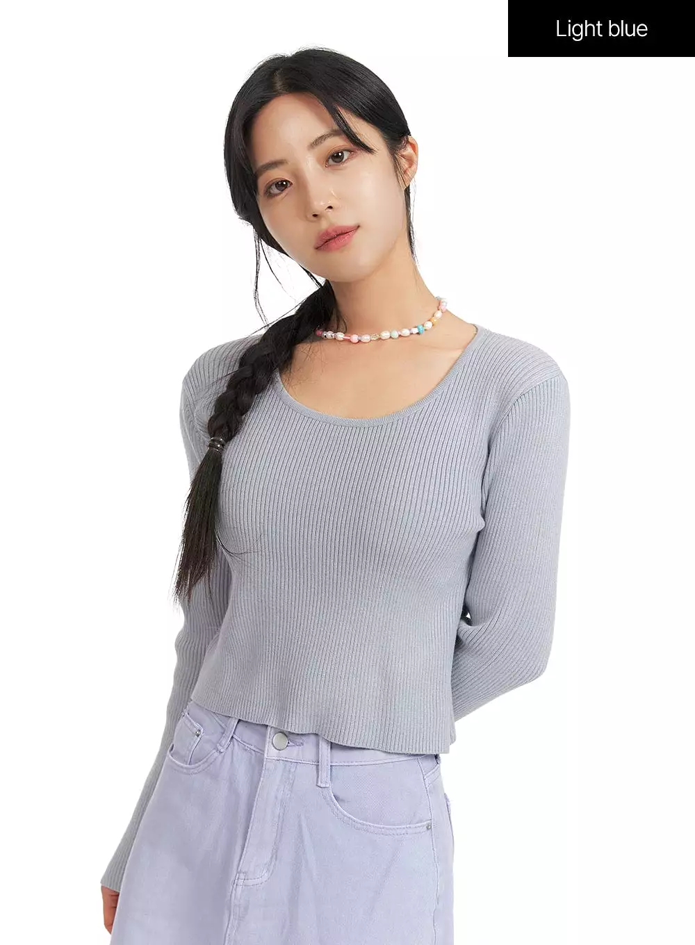 Round Neck Knit Long Sleeve Top OF420